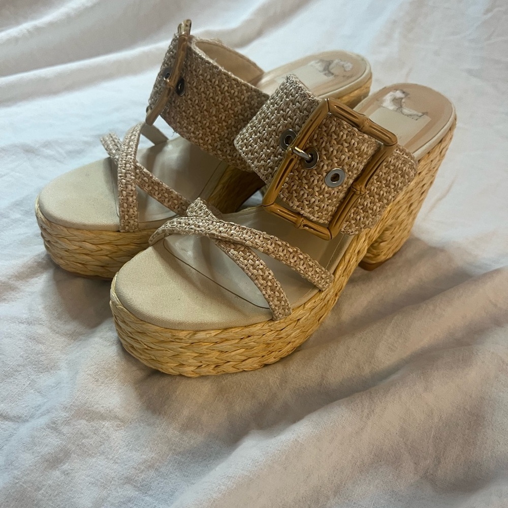 Dolce Vita Beige Woven Platform Heels